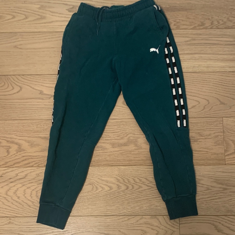Puma Teal Joggers with Stripe Detail